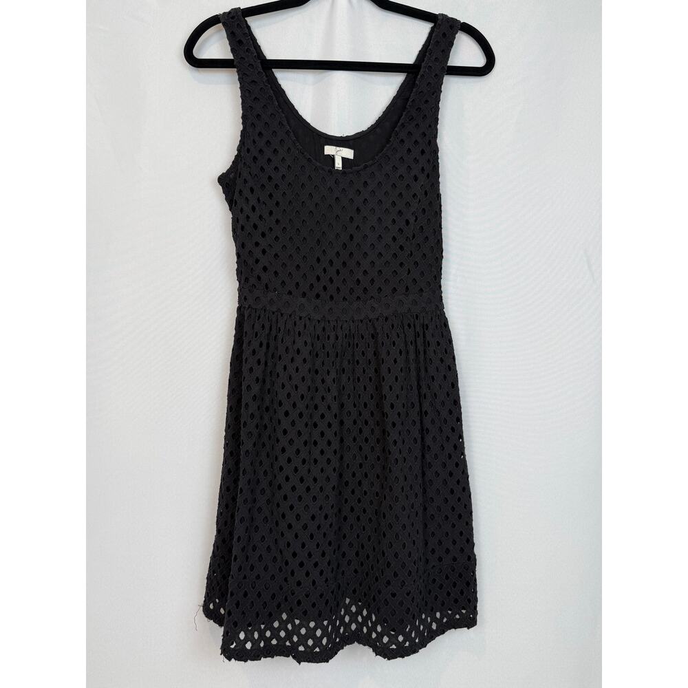 Joie Black Eyelet Cotton Mini Dress S Empire Waist Sleeveless LBD